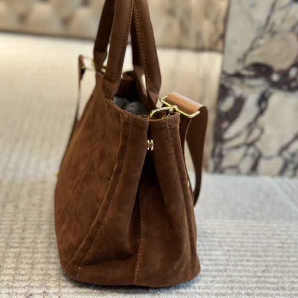 PRADA TOREBKA TORBA SUEDE TOTE BAG COCOA BROWN 30CM