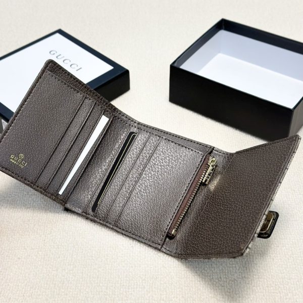 GUCCI OPHIDIA SHORT WALLET CANVAS GREY 11CM