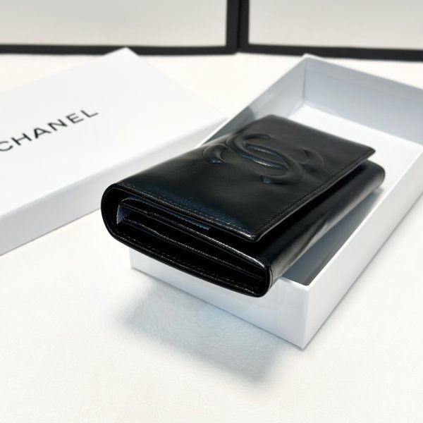 CHANEL LONG LAMBSKIN WALLET BLACK 19CM