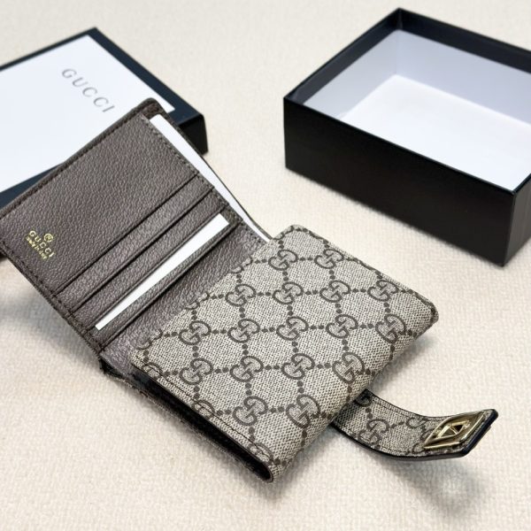 GUCCI OPHIDIA SHORT WALLET CANVAS GREY 11CM