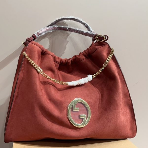 GUCCI BLONDIE LARGE SUEDE TOTE BAG RED 50CM