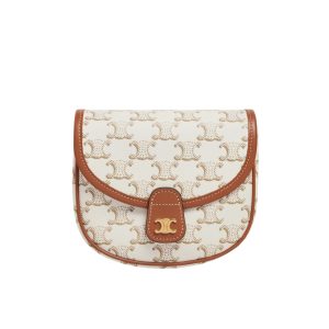 CELINE MINI BESACE IN TRIOMPHE CANVAS AND CALFSKIN WHITE 18CM 196702BZJ 01BC