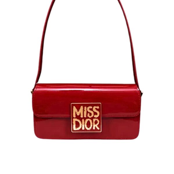 DIOR MISS DIOR FLAP BAG PATENT CALFSKIN RED 22CM