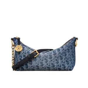 DIOR DIORSTAR HOBO BAG WITH CHAIN BLUE DENIM 22CM S3202UDCE M49E