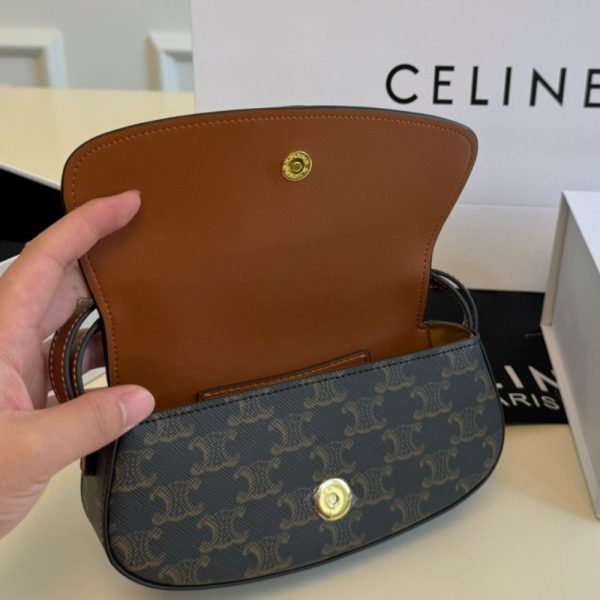 CELINE CLUTCH ON STRAP TABOU IN TRIOMPHE CANVAS AND CALFSKIN TAN 20CM 10I592DQ2 04LU