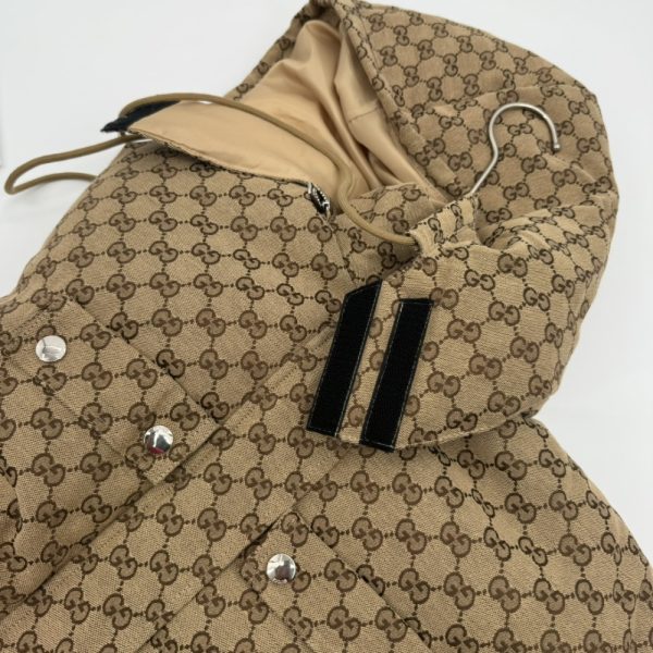 GUCCI GG CANVAS BOMBER JACKET WITH HOOD CAMEL