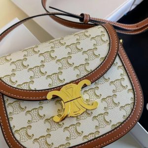 CELINE MINI BESACE IN TRIOMPHE CANVAS AND CALFSKIN WHITE 18CM 196702BZJ 01BC