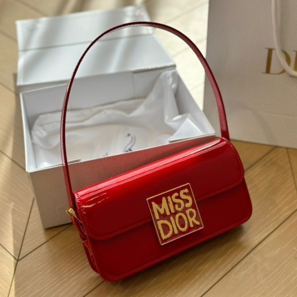 DIOR MISS DIOR FLAP BAG PATENT CALFSKIN RED 22CM