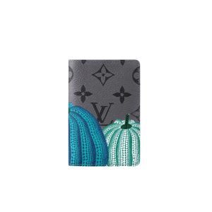 LOUIS VUITTON VERTICAL WALLET x YK PUMPKIN MONOGRAM ECLIPSE CARD HOLDER GREY 9CM