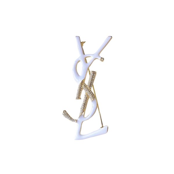 SAINT LAURENT YSL BROOCH WHITE