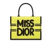 DIOR BOOK TOTE MISS DIOR GRAFFITI EMBROIDERY TWO TONE YELLOW AND BLUE 41CM