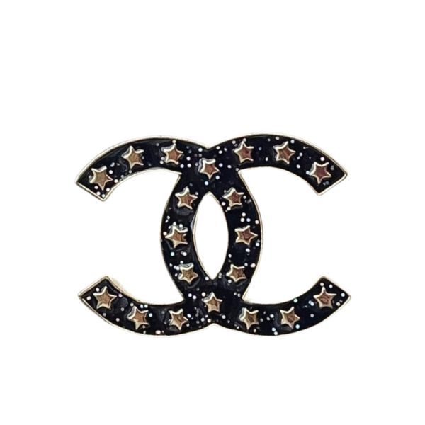 CHANEL CC BROOCH BLACK WITH MANY SMALL STARS