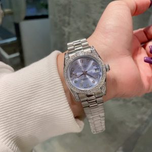 ROLEX DATEJUST DIAMOND BEZEL OYSTER WHITE GOLD PURPLE 31MM