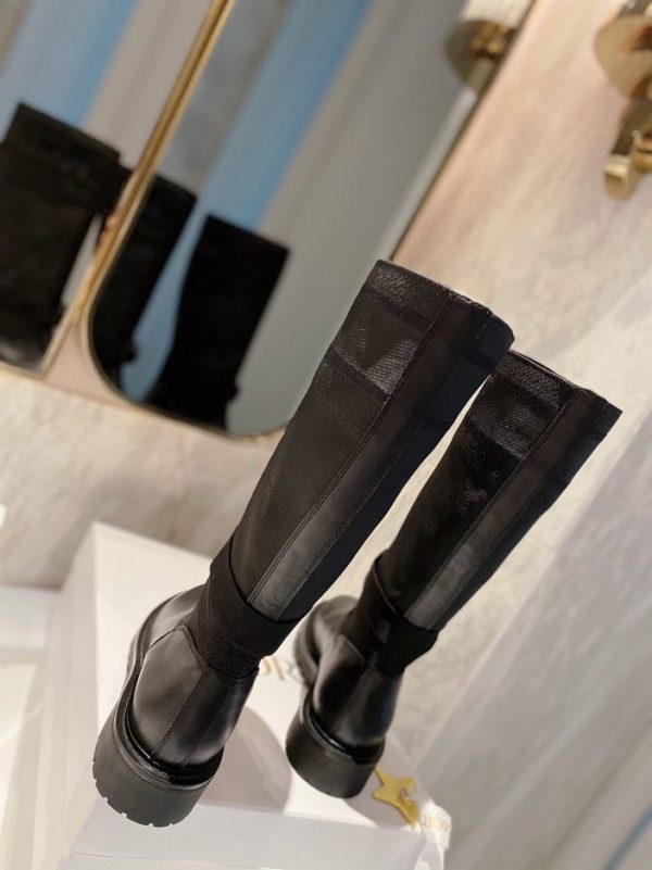 DIOR D MAJOR BOOT FABRIC AND CALFSKIN IN BLACK AND BLACK