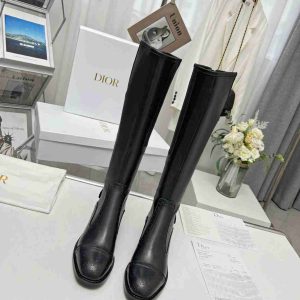 DIOR D FOLK BOOT CALFSKIN BLACK