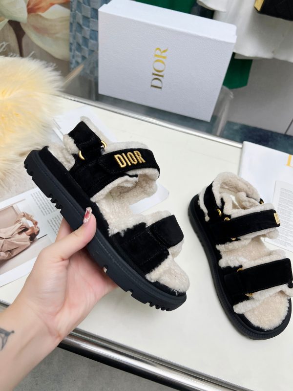 DIOR DIORACT SANDAL GOAT SUEDE BLACK