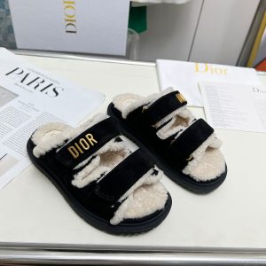 DIOR DIORACT SLIDE SUEDE GOATSKIN BLACK KCO105SKU S900