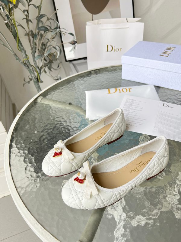 DIOR DIORAMOUR BALLET FLAT WHITE KDB918CQC S03W