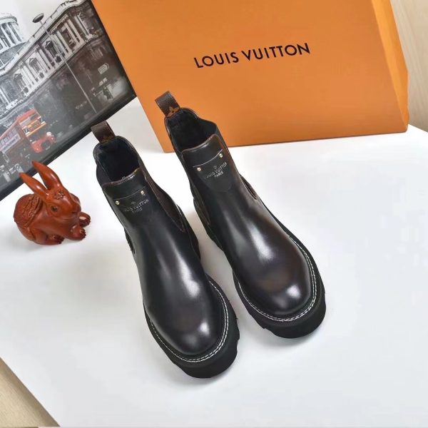 LOUIS VUITTON LV BEAUBOURG ANKLE BOOTS CALF LEATHER BLACK 1A8949