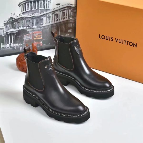 LOUIS VUITTON LV BEAUBOURG ANKLE BOOTS CALF LEATHER BLACK 1A8949