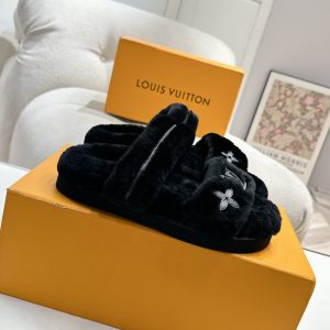 LOUIS VUITTON LV SUNSET FLAT COMFORT MULE SHEARLING NOIR1 1ADC65