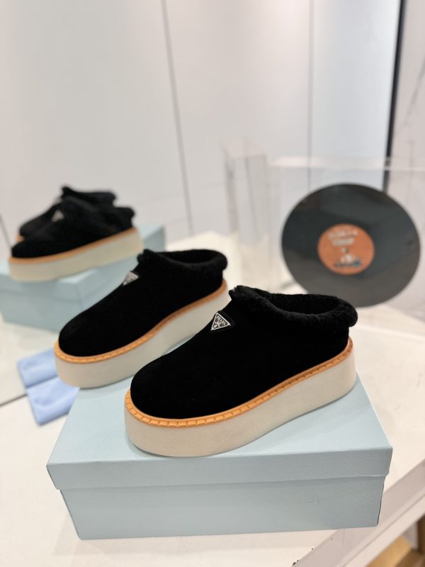 PRADA SUEDE MULES BLACK