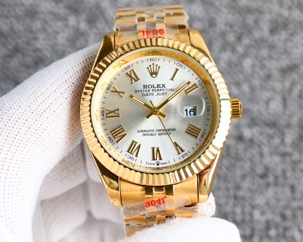 ROLEX DATEJUST ROMAN NUMERAL DIAL GOLD IN WHITE 41MM