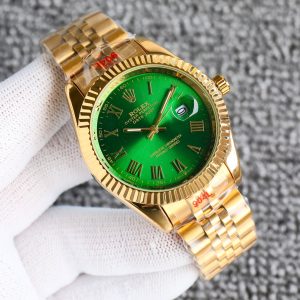 ROLEX DATEJUST ROMAN NUMERAL DIAL GOLD IN GREEN 41MM