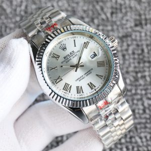 ROLEX DATEJUST ROMAN NUMERAL OYSTERSTEEL AND WHITE GOLD IN SILVER 41MM