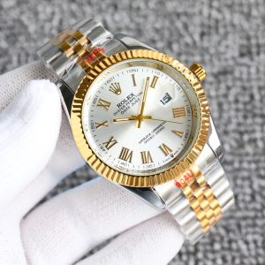 ROLEX DATEJUST ROMAN NUMERAL DIAL OYSTERSTEEL AND GOLD IN WHITE 41MM