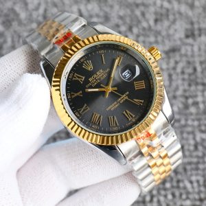 ROLEX DATEJUST ROMAN NUMERAL DIAL OYSTERSTEEL AND GOLD IN BLACK 41MM