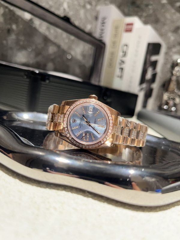 ROLEX DATEJUST DIAMOND IN ROSE GOLD WITH BLUE DIAL 31MM