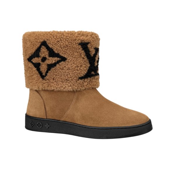 LOUIS VUITTON SNOWDROP FLAT ANKLE BOOT BROWN