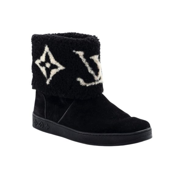 LOUIS VUITTON SNOWDROP FLAT ANKLE BOOT BLACK 1AACHV