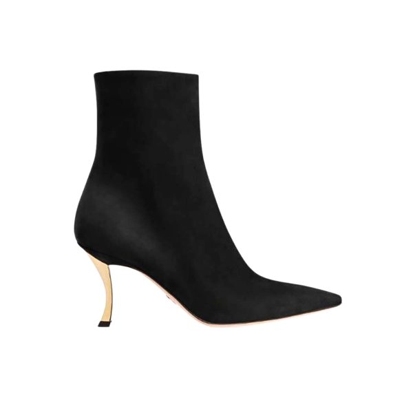 DIOR WOMEN D FAME HEELED ANKLE BOOT SUEDE CALFSKIN BLACK