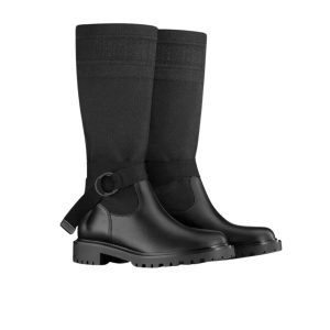 DIOR D MAJOR BOOT FABRIC AND CALFSKIN IN BLACK AND BLACK