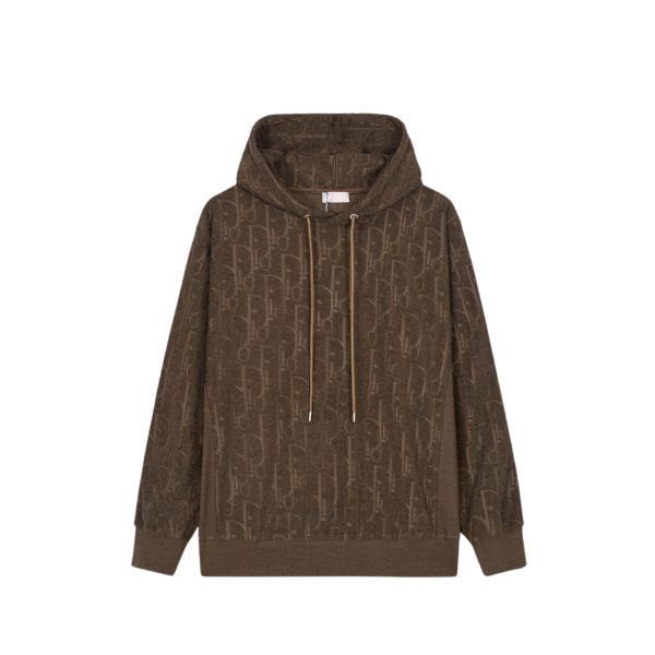 DIOR OBLIQUE RELAXED FIT HOODED SWEATSHIRT BROWN