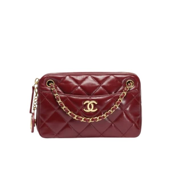 CHANEL MINI CAMERA CASE BURGUNDY 18CM AS5190-B18306-NZV44