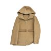 PRADA WOOL COAT WITH HOOD AND LEATHER BELT BROWN