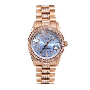 ROLEX DATEJUST DIAMOND IN ROSE GOLD WITH BLUE DIAL 31MM