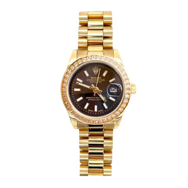 ROLEX LADY DATEJUST BLACK DIAL YELLOW GOLD 28MM