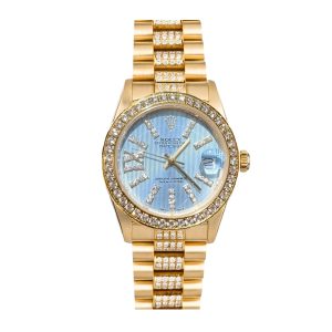 ROLEX DATEJUST DIAMOND IN GOLD WITH BLUE DIAL 31MM