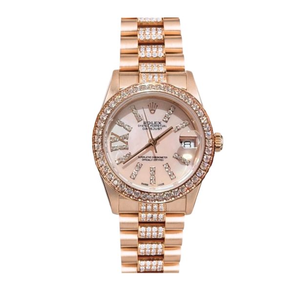 ROLEX DATEJUST DIAMOND IN ROSE GOLD WITH PINK DIAL 31MM