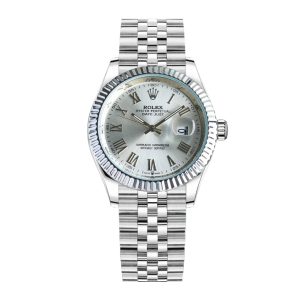 ROLEX DATEJUST ROMAN NUMERAL OYSTERSTEEL AND WHITE GOLD IN SILVER 41MM