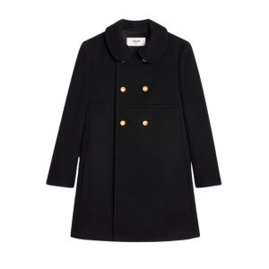 CELINE VICTORINE COAT IN IN DOUBLE FACED CASHMERE BLACK 2M94C6700 38NO