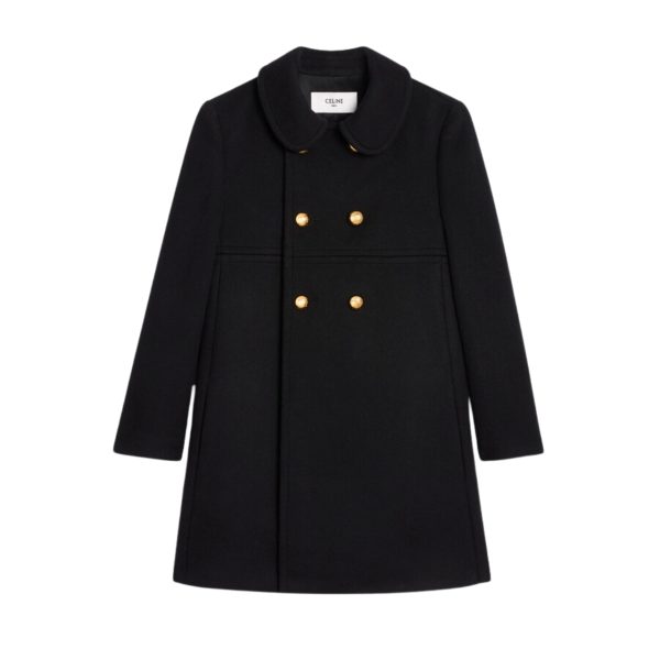 CELINE VICTORINE COAT IN IN DOUBLE FACED CASHMERE BLACK 2M94C6700 38NO