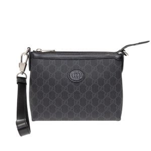 GUCCI MESSENGER BAG WITH INTERLOCKING G BLACK 18CM