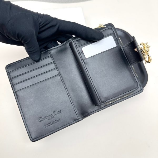 DIOR MY DIOR DITTANY CANNAGE LAMBSKIN WALLET BLACK 13.5CM