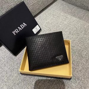 PRADA WALLET WITH TRIANGLE LOGO BLACK 12CM