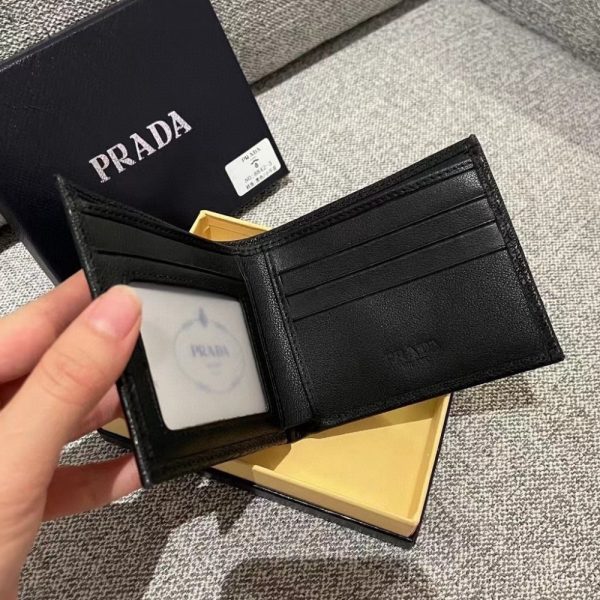 PRADA WALLET WITH TRIANGLE LOGO BLACK 12CM